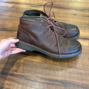 Merrell Mens Leather Boots Cinnamon Brown Work Shoes Soft Toe Sz 11.5